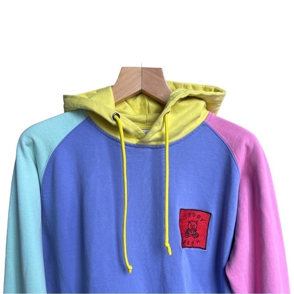 Teddy Fresh LA Streetwear Men’s Pastel Colorblock Hoodie Embroidered Logo Medium - Picture 3 of 10
